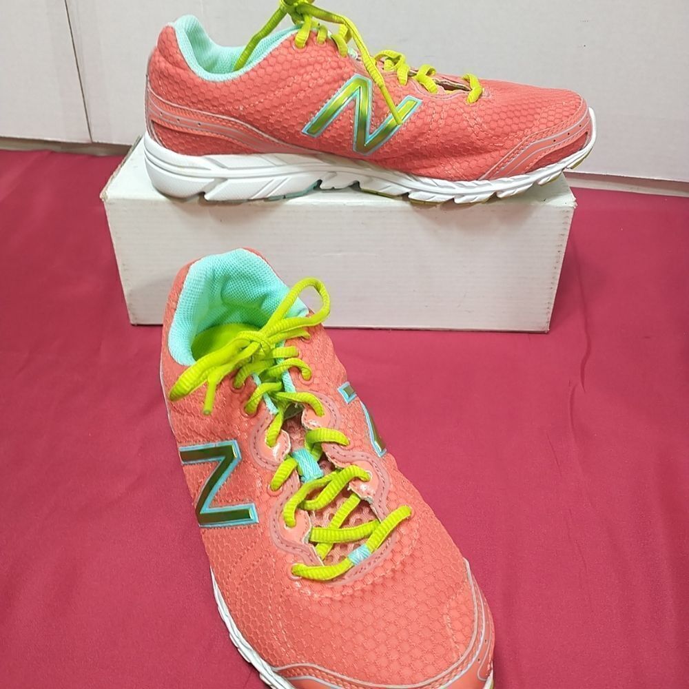 New Balance SZ 8 D Woman's 590v2 Running Shoes W590AH2 Salmon Pink Lime Green .